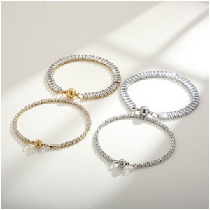 Evropa a Spojené státy trend titanové oceli čtvercový zirkon v větrné ruce ornamenty nerezové oceli dráp kámen jednorádkový diamantový ženský magnet spona náramek